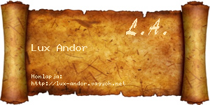 Lux Andor névjegykártya